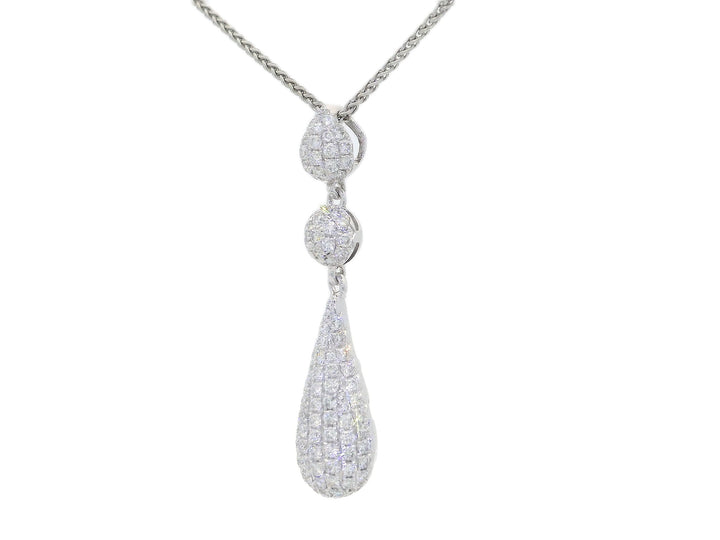 1.00 CTW Natural Colorless Nearly Flawless Pavé Diamond Triple - Drop Pendant Necklace in 18kt White Gold – Jewelry Depot, Inc.