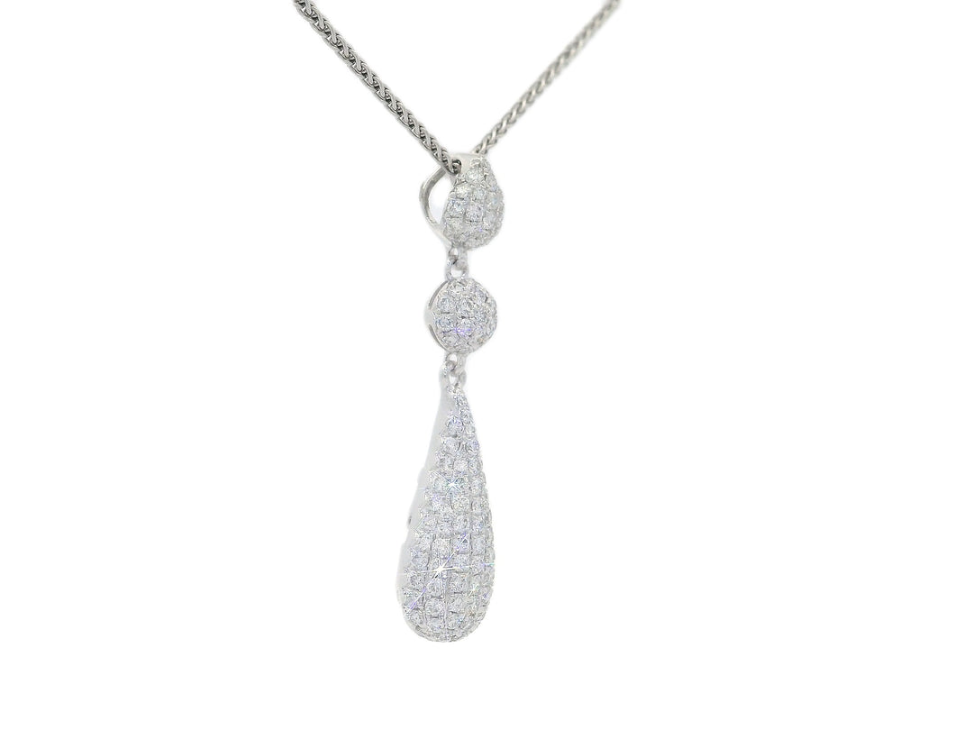 1.00 CTW Natural Colorless Nearly Flawless Pavé Diamond Triple - Drop Pendant Necklace in 18kt White Gold – Jewelry Depot, Inc.