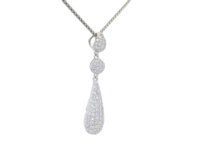 1.00 CTW Natural Colorless Nearly Flawless Pavé Diamond Triple - Drop Pendant Necklace in 18kt White Gold – Jewelry Depot, Inc.
