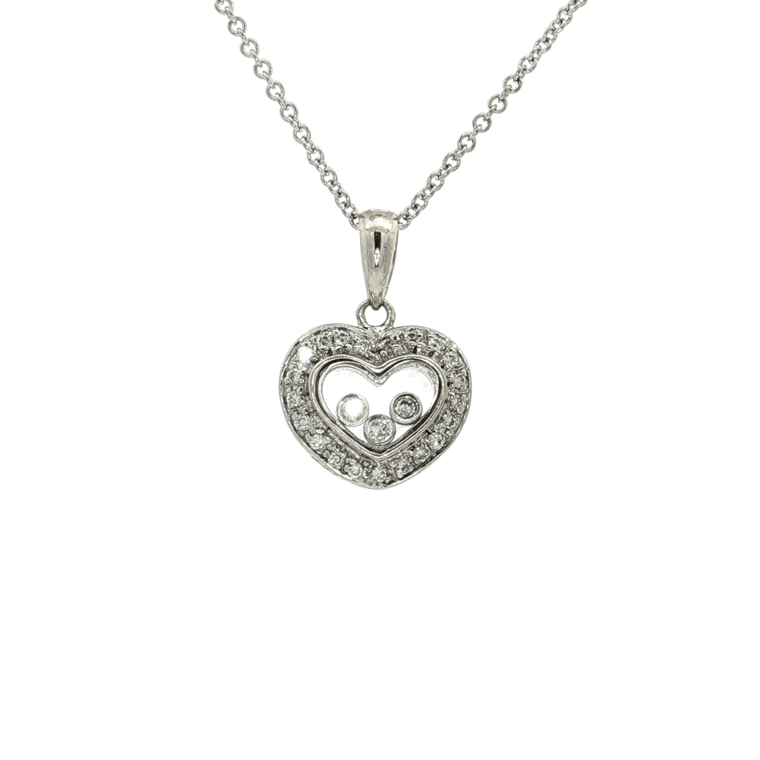 0.50 CTW Natural Round Brilliant Cut Diamonds Floating in an Open Heart Halo Pendant Necklace Inspired by Chopard® Happy Diamonds® in 14kt White Gold – Jewelry Depot, Inc.