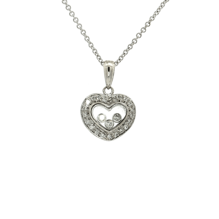 0.50 CTW Natural Round Brilliant Cut Diamonds Floating in an Open Heart Halo Pendant Necklace Inspired by Chopard® Happy Diamonds® in 14kt White Gold – Jewelry Depot, Inc.