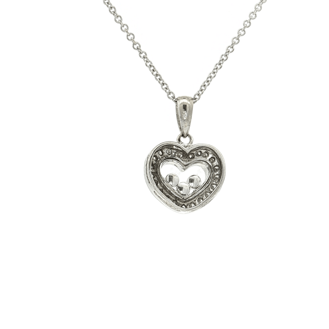 0.50 CTW Natural Round Brilliant Cut Diamonds Floating in an Open Heart Halo Pendant Necklace Inspired by Chopard® Happy Diamonds® in 14kt White Gold – Jewelry Depot, Inc.