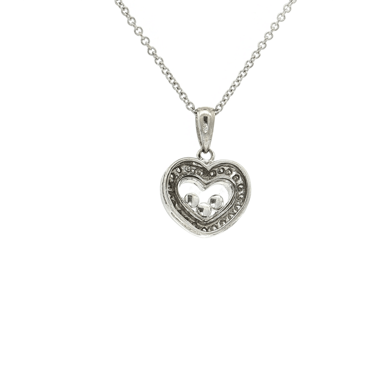 0.50 CTW Natural Round Brilliant Cut Diamonds Floating in an Open Heart Halo Pendant Necklace Inspired by Chopard® Happy Diamonds® in 14kt White Gold – Jewelry Depot, Inc.