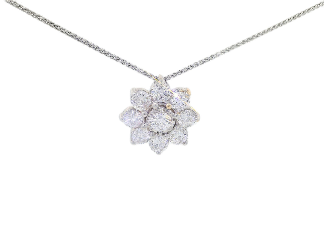 2.50 CTW Colorless Diamond Floral Pendant Necklace in 14KT White Gold