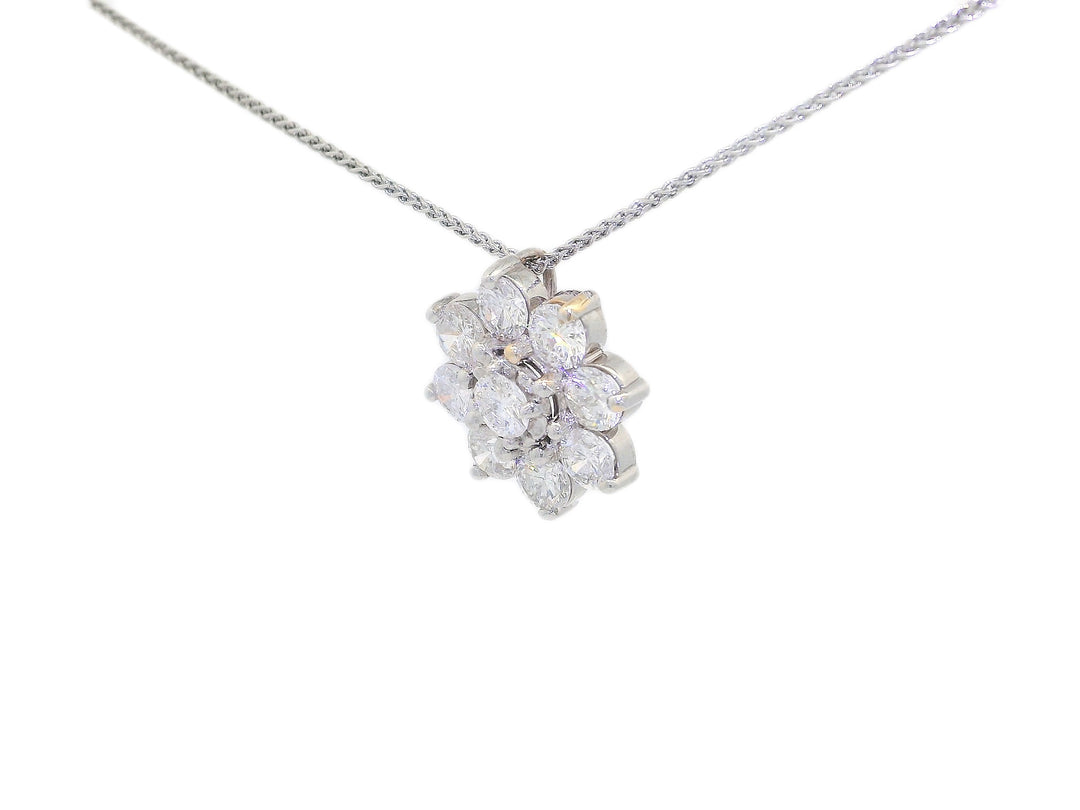 2.50 CTW Colorless Diamond Floral Pendant Necklace in 14KT White Gold