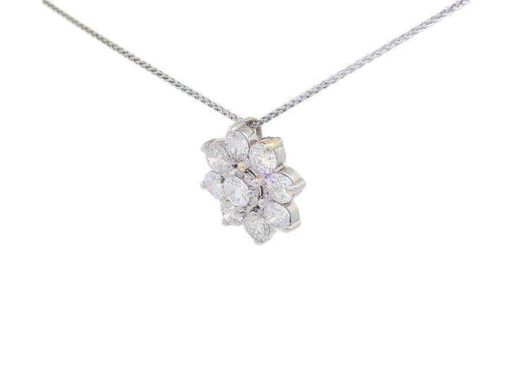 2.50 CTW Colorless Diamond Floral Pendant Necklace in 14KT White Gold