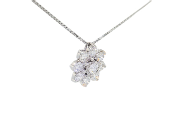 2.50 CTW Colorless Diamond Floral Pendant Necklace in 14KT White Gold