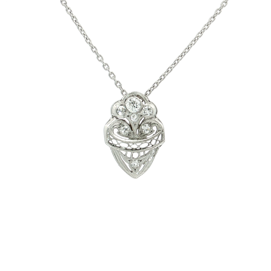 Antique Art Deco Nearly Flawless Colorless Diamond Pendant Necklace (1/2 ct. tw.) Platinum
