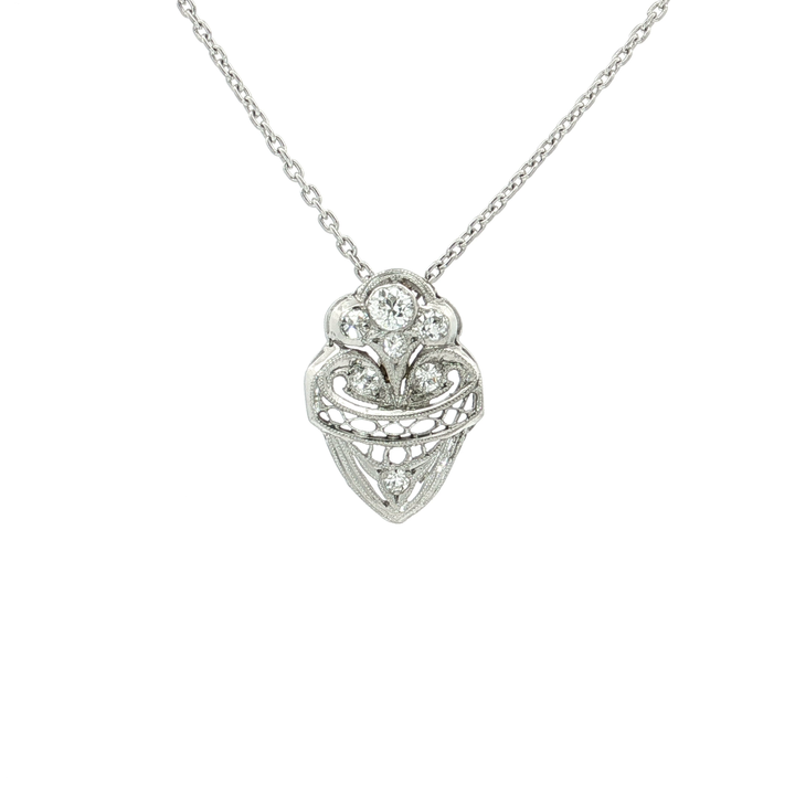 Vintage Art Deco Nearly Flawless Colorless Diamond Pendant Necklace (½ ct. tw.) in Platinum