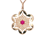Filigree Vivid Ruby Flower Pendant Necklace (⅗ ct.) in 14k Rose Gold