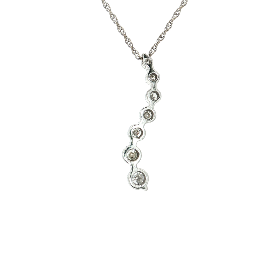 0.75 CTW Natural Diamond Journey Pendant Necklace in 14kt White Gold