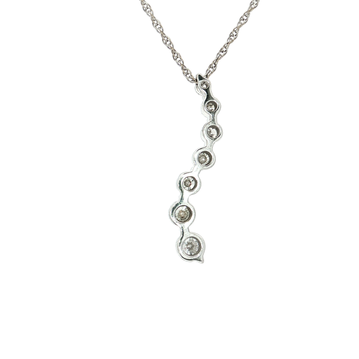 0.75 CTW Natural Diamond Journey Pendant Necklace in 14kt White Gold