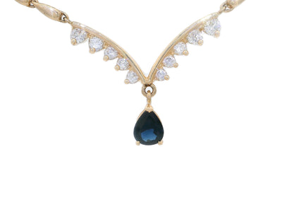 1.75 CTW AAAA Grade Natural Sapphire & Colorless Near - Flawless Diamond V - Shaped Necklace in 14kt Yellow Gold – Jewelry Depot, Inc.