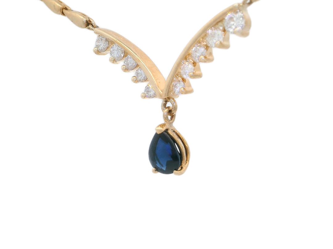 1.75 CTW AAA Grade Natural Sapphire & Diamond Necklace in 14KT Yellow Gold