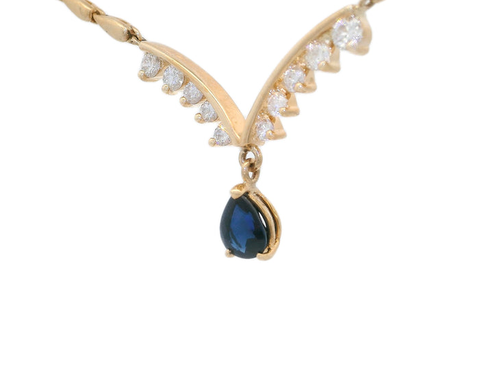 1.75 CTW AAA Grade Natural Sapphire & Diamond Necklace in 14KT Yellow Gold
