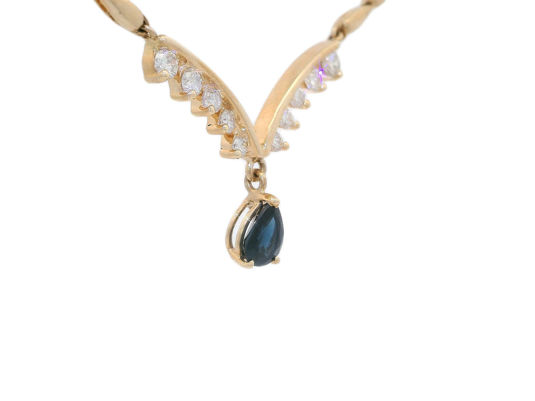 1.75 CTW AAA Grade Natural Sapphire & Diamond Necklace in 14KT Yellow Gold