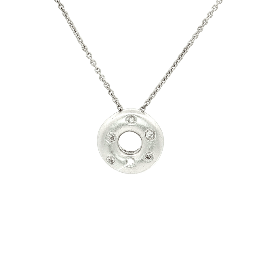 Diamond Donut Pendant Necklace (1/10 ct. tw.) 14k White Gold