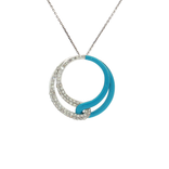 Pavé Diamond and Blue Enamel Intertwined Circle Pendant Necklace (¼ ct. tw.) in 14k White Gold
