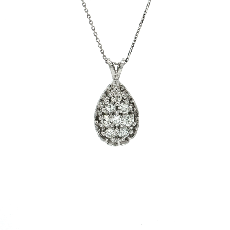 Pear Cluster Colorless Nearly Flawless Diamond Pendant Necklace (1/2 ct. tw.) 14k White Gold