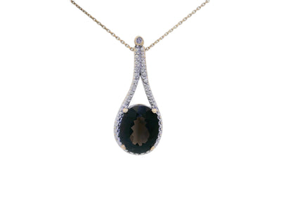 3.13 CTW Natural Dark Chocolate Topaz & Diamond Teardrop Pendant Necklace in 10kt Yellow Gold – Jewelry Depot, Inc.