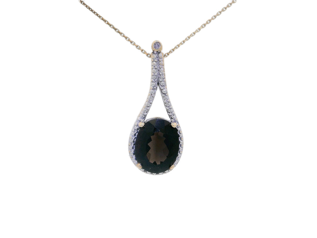 3.13 CTW Natural Dark Chocolate Topaz & Diamond Teardrop Pendant Necklace in 10kt Yellow Gold – Jewelry Depot, Inc.