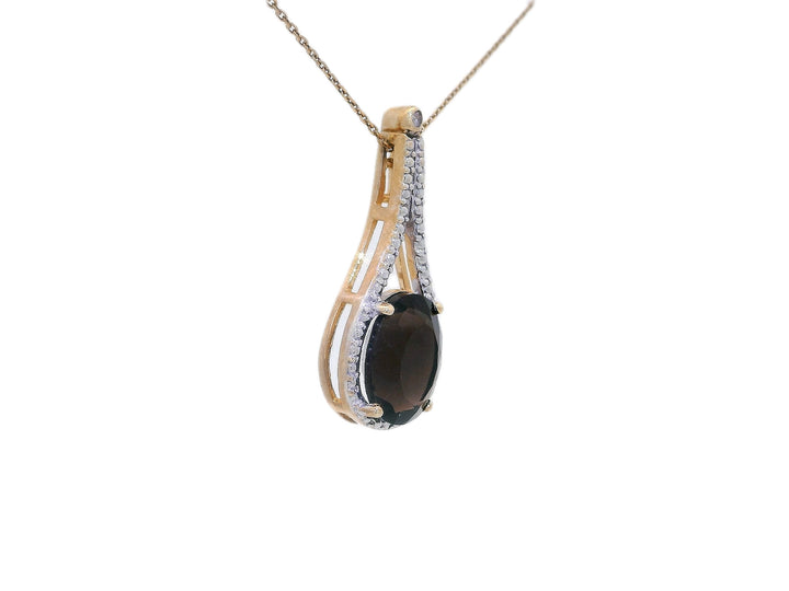 3.10 Carat Brown Topaz Teardrop Pendant Necklace in 10KT Yellow Gold