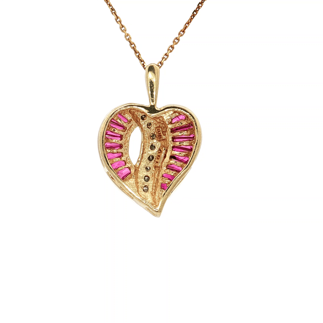 2.55 CTW AAAA Grade Ruby & Natural Round Brilliant Cut Colorless Diamond Pendant Necklace in 10kt Yellow Gold – Jewelry Depot, Inc.