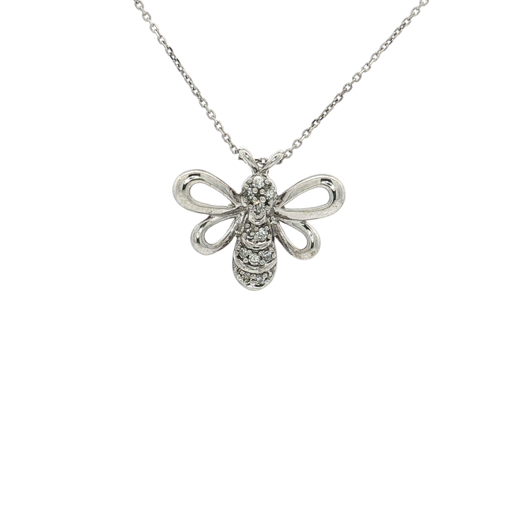 Diamond Bee Pendant Necklace (⅕ ct. tw.) in 10k White Gold