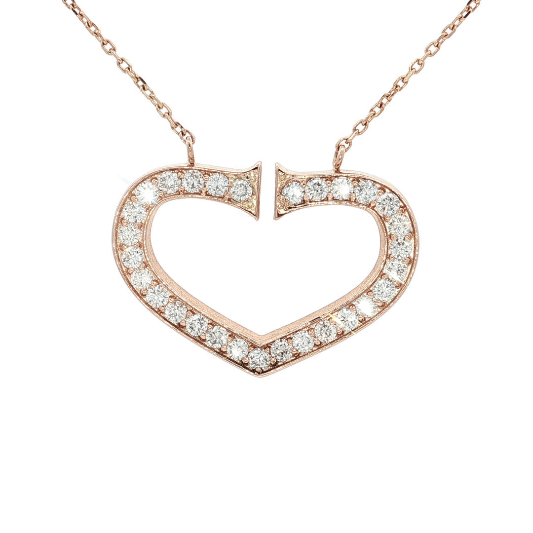 1.50 CTW Natural Round Brilliant Cut Colorless Near Flawless Diamonds in a Heart Pendant Necklace in 14kt Rose Gold – Jewelry Depot, Inc.