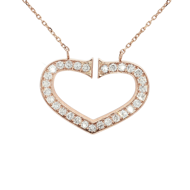 1.50 CTW Natural Round Brilliant Cut Colorless Near Flawless Diamonds in a Heart Pendant Necklace in 14kt Rose Gold – Jewelry Depot, Inc.