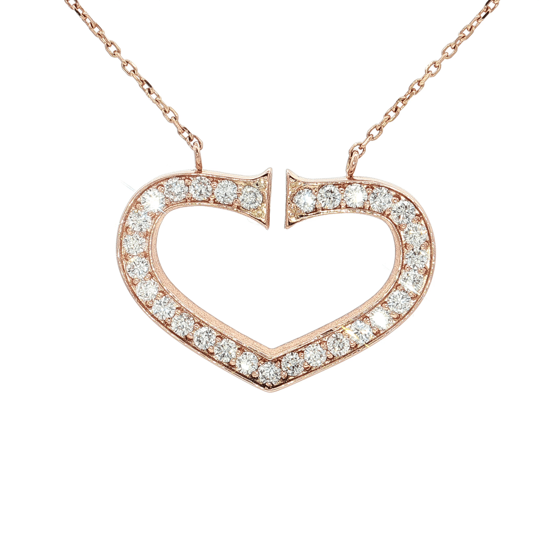 1.50 CTW Natural Round Brilliant Cut Colorless Near Flawless Diamonds in a Heart Pendant Necklace in 14kt Rose Gold – Jewelry Depot, Inc.
