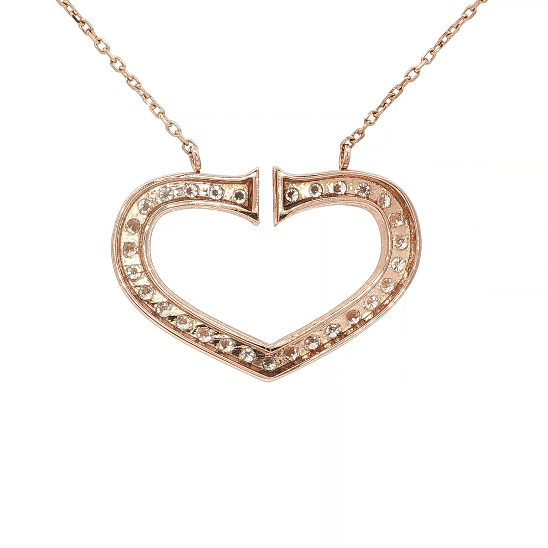 1.50 CTW Natural Round Brilliant Cut Colorless Near Flawless Diamonds in a Heart Pendant Necklace in 14kt Rose Gold – Jewelry Depot, Inc.