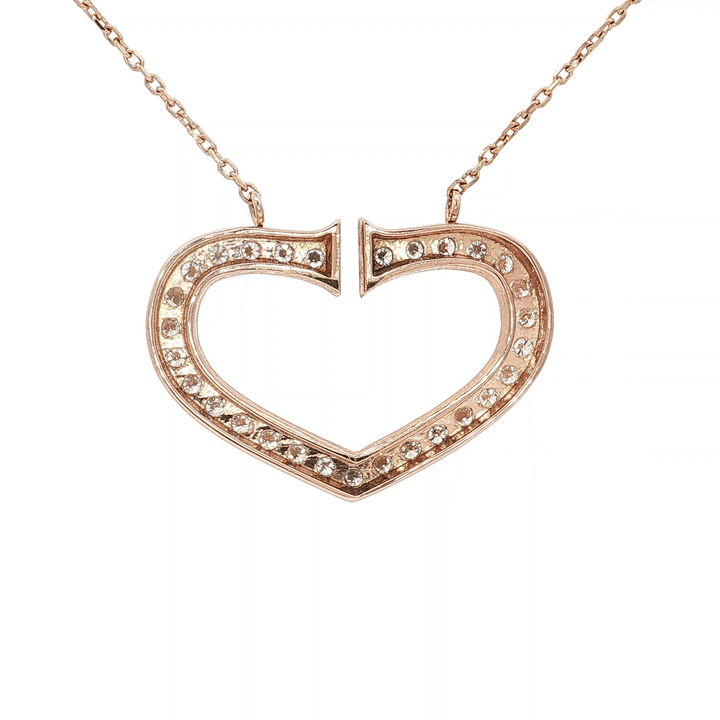 1.50 CTW Natural Round Brilliant Cut Colorless Near Flawless Diamonds in a Heart Pendant Necklace in 14kt Rose Gold – Jewelry Depot, Inc.