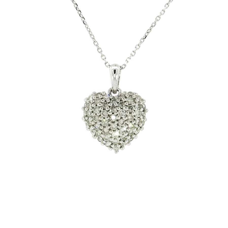 Diamond Heart Pendant Necklace (1 ct. tw.) 14k White Gold
