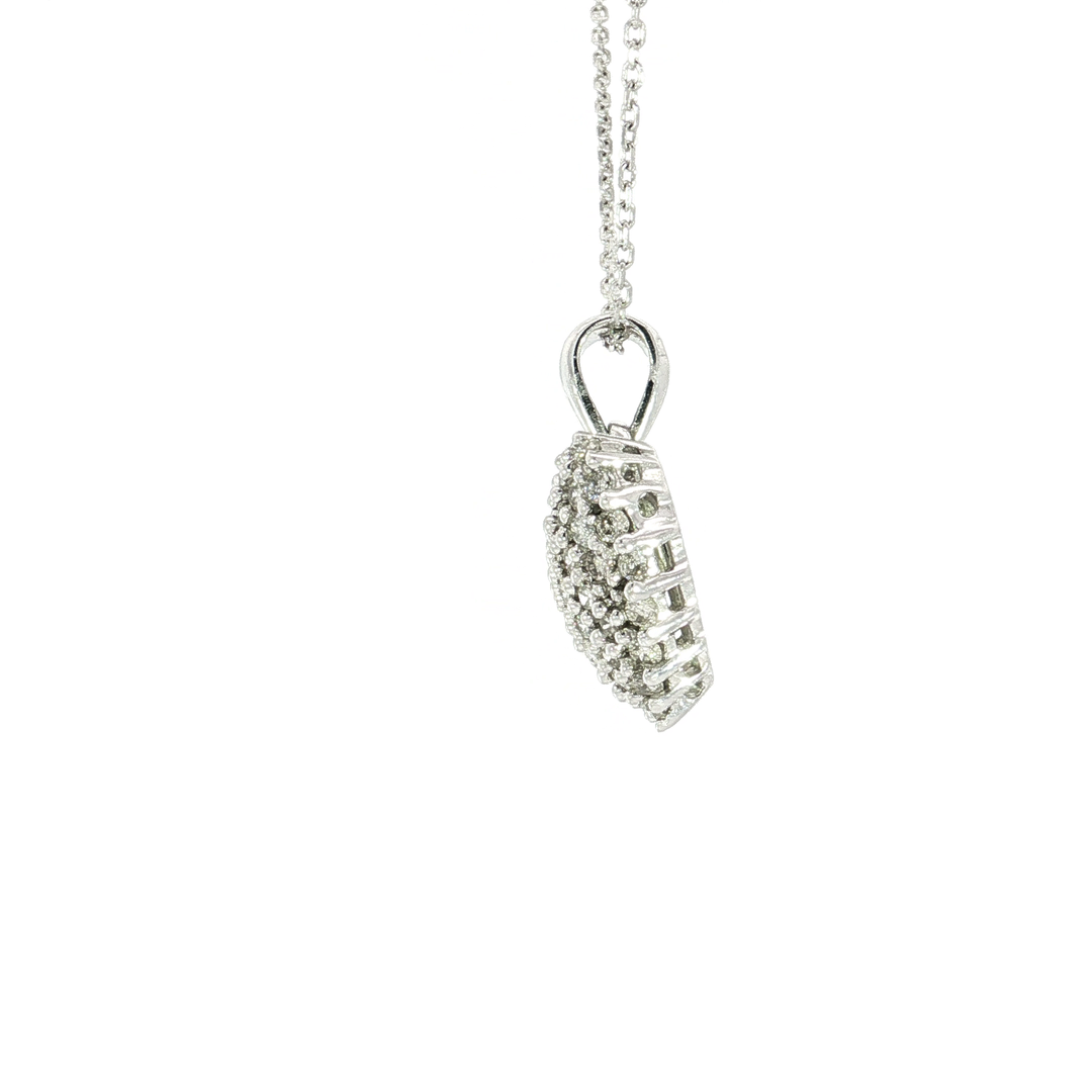 1.00 CTW Natural Diamond Heart Pendant Necklace in 14kt White Gold