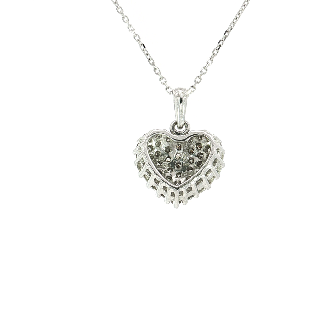 1.00 CTW Natural Diamond Heart Pendant Necklace in 14kt White Gold