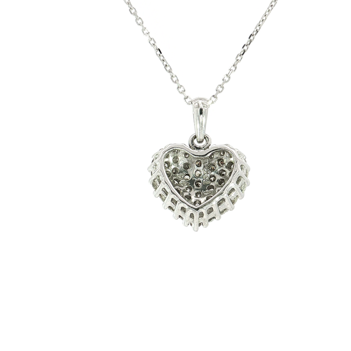 1.00 CTW Natural Diamond Heart Pendant Necklace in 14kt White Gold