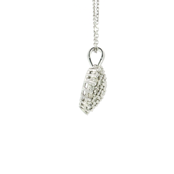 1.00 CTW Natural Diamond Heart Pendant Necklace in 14kt White Gold