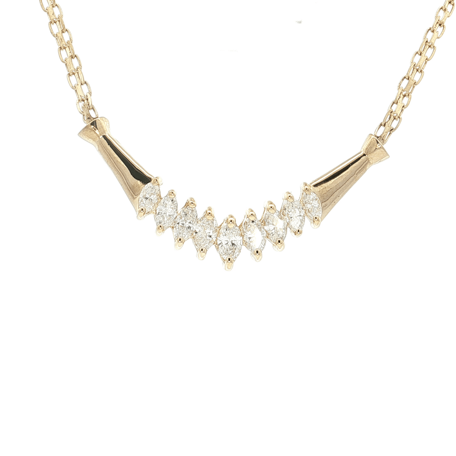 Colorless Marquise Brilliant Cut Diamond Necklace (1 1/10 ct. tw.) 14k Yellow Gold