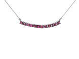 Vivid Pink Sapphire Curved Bar Necklace (¾ ct. tw.) in 14k White Gold