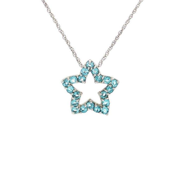 Brilliant Swiss Blue Topaz Star Pendant Necklace (1 ⅒ ct. tw.) in 14k White Gold