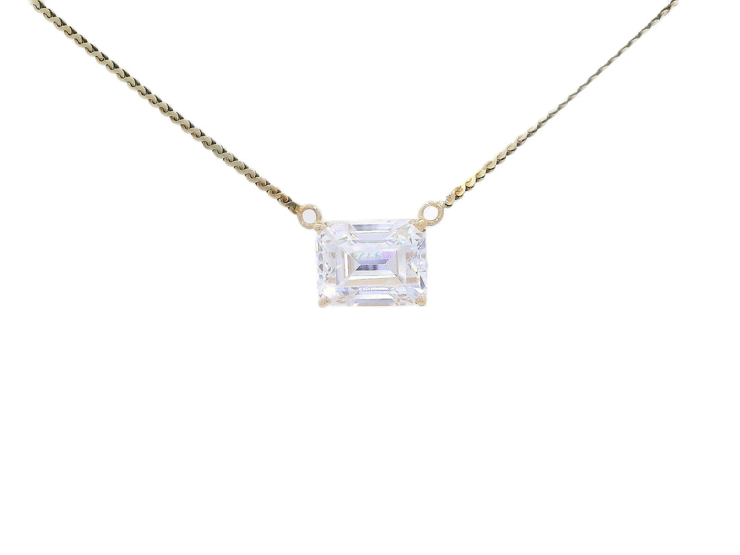 Cubic Zirconia Emerald Cut Pendant Necklace in 14KT Yellow Gold Necklaces Jewelry Depot, Inc..