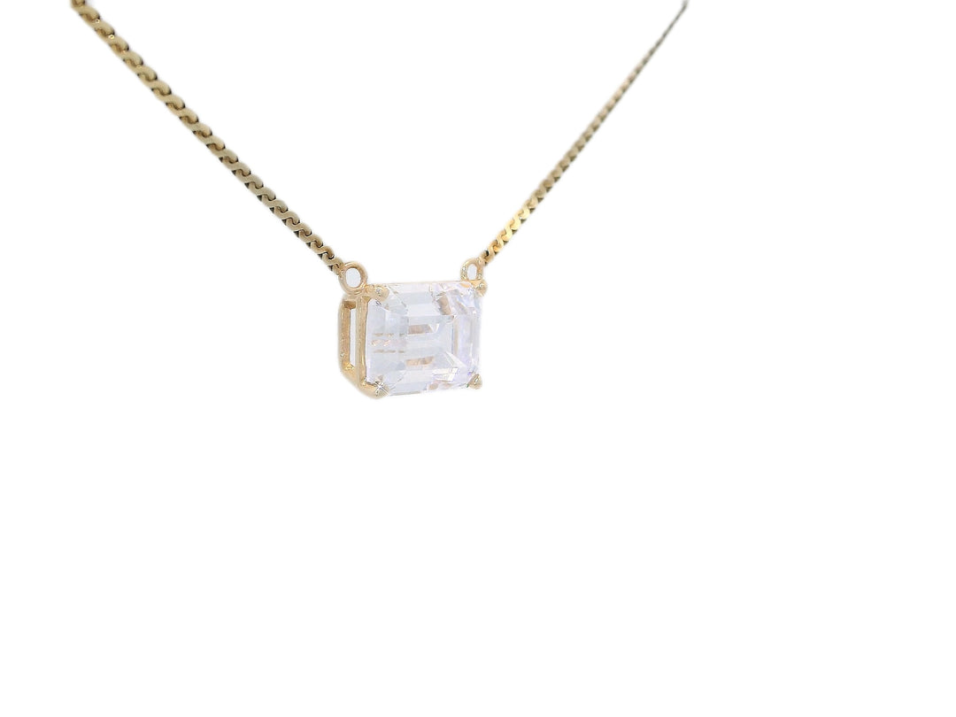Cubic Zirconia Emerald Cut Pendant Necklace in 14KT Yellow Gold Necklaces Jewelry Depot, Inc..