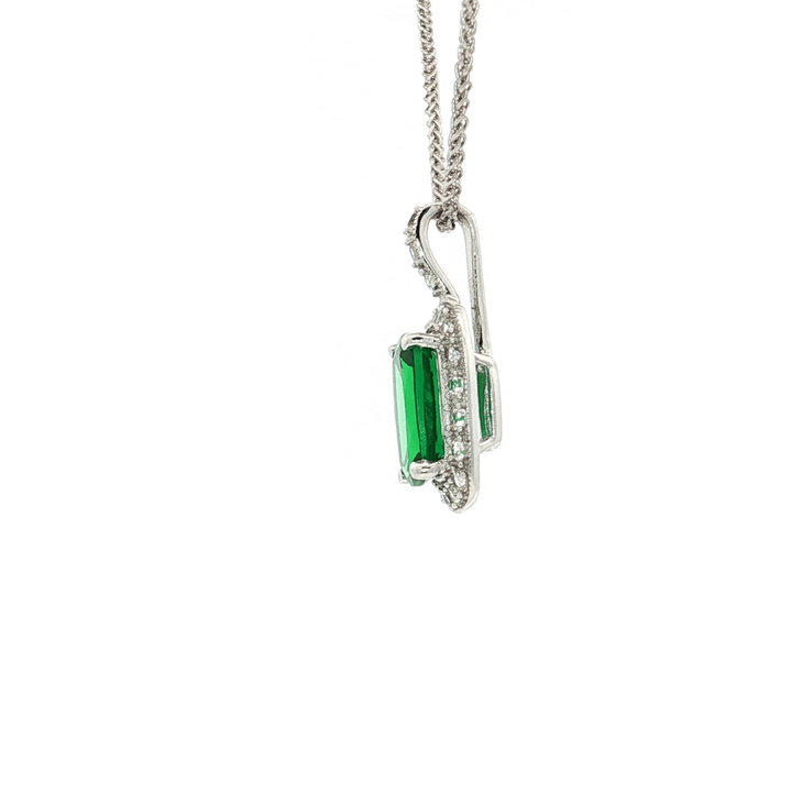 4.15 CTW Natural AAAA Grade Tsavorite Green Garnet & Colorless Nearly Flawless Diamond Pendant Necklace in 14kt White Gold – Jewelry Depot, Inc.
