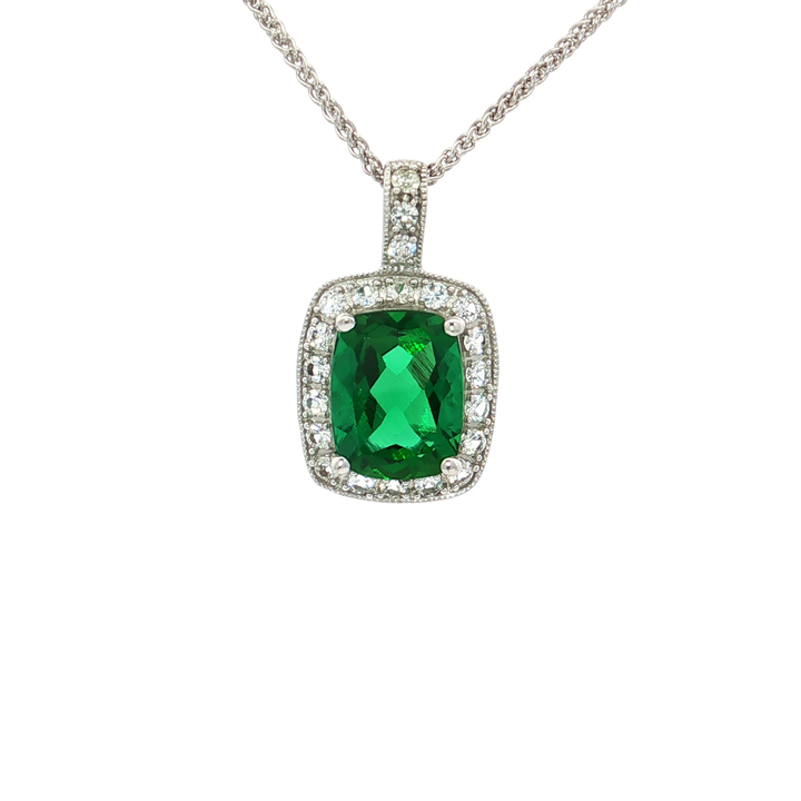 Vivid Tsavorite Green Garnet & Nearly Flawless Colorless Diamond Pendant Necklace (4 ⅙ ct. tw.) in 14k White Gold