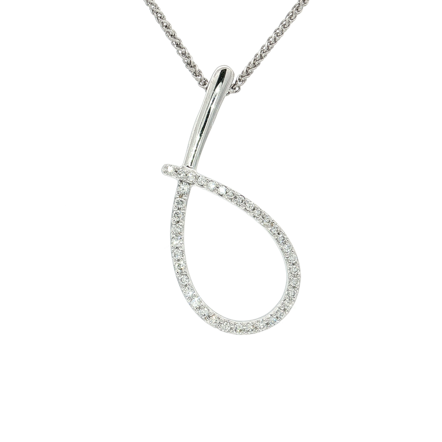 Nearly Flawless Colorless Diamond Love-Knot Pendant Necklace (1/2 ct. tw.) 18k White Gold