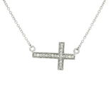 Diamond Sideways Cross Necklace (⅓ ct. tw.) in 14k White Gold