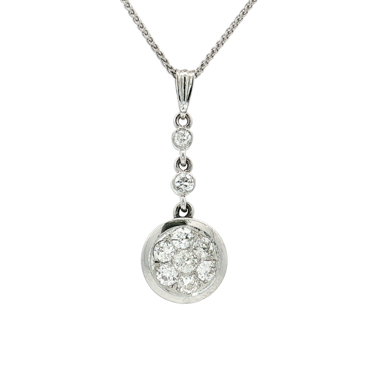 Nearly Flawless Colorless Diamond Cluster Necklace Pendant (1 ct. tw.) in 14k White Gold