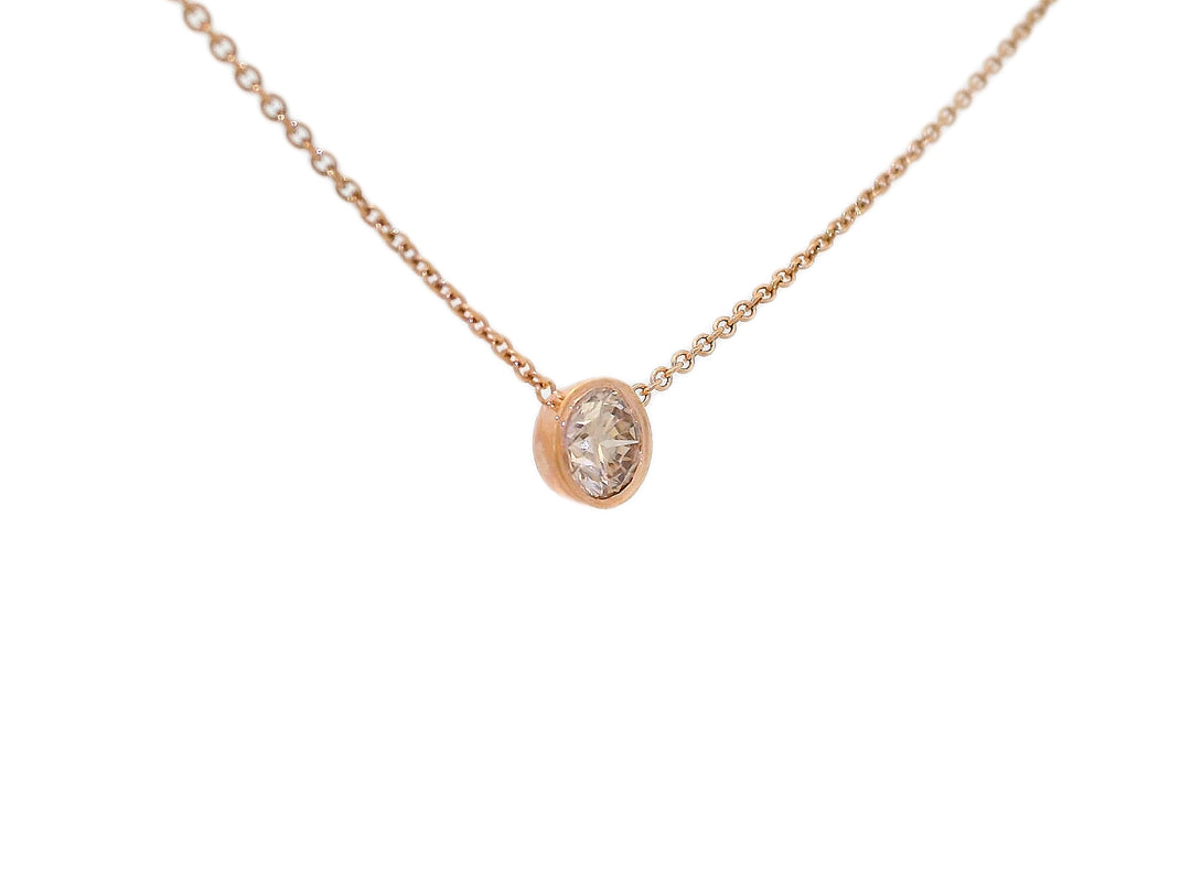 0.50 CTW Natural Diamond Bezel Set in a 14kt Rose Gold Pendant Necklace – Jewelry Depot, Inc.