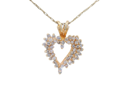 1.00 CTW Natural Diamond Heart - Shaped Pendant Necklace in 14kt Yellow Gold – Jewelry Depot, Inc.